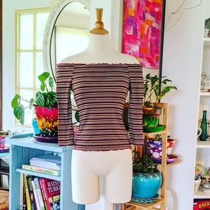 Off-The-Shoulder Striped Long Sleeve